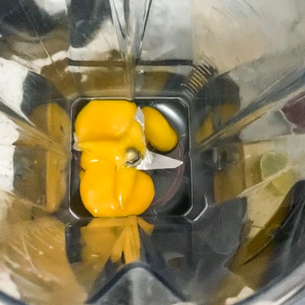 Egg yolks in a blender