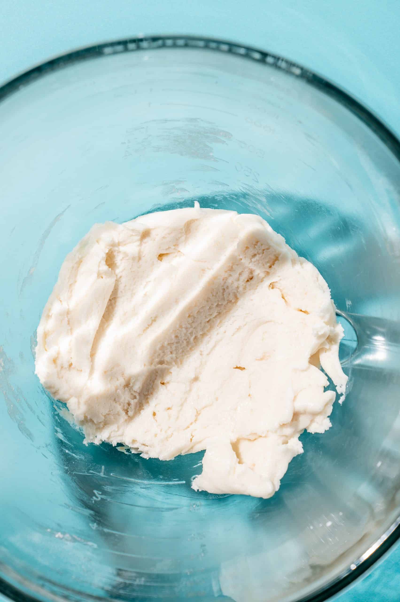 homemade oreo filling in a glass mixing bowl