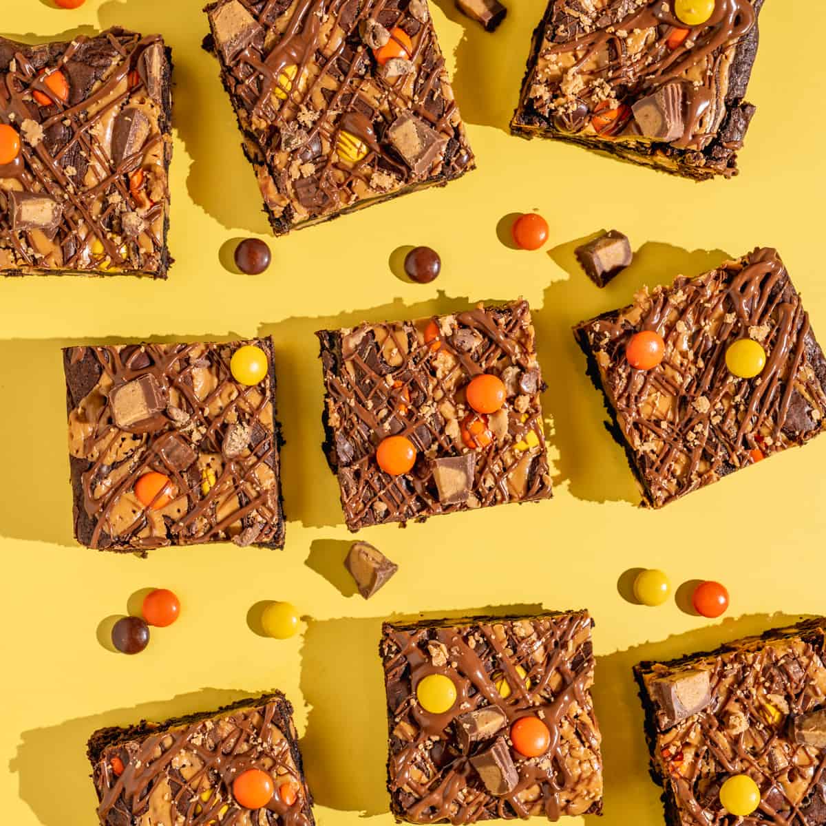 Loaded Reeses Pieces Brownies